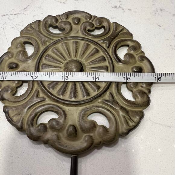 Three Medallion Key Wall Hook Rack, Brown, Green, & Gold Hanging Wall Art - Picture 8 of 11